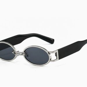 Classic Oval Black and Silver Women's Sunglasses